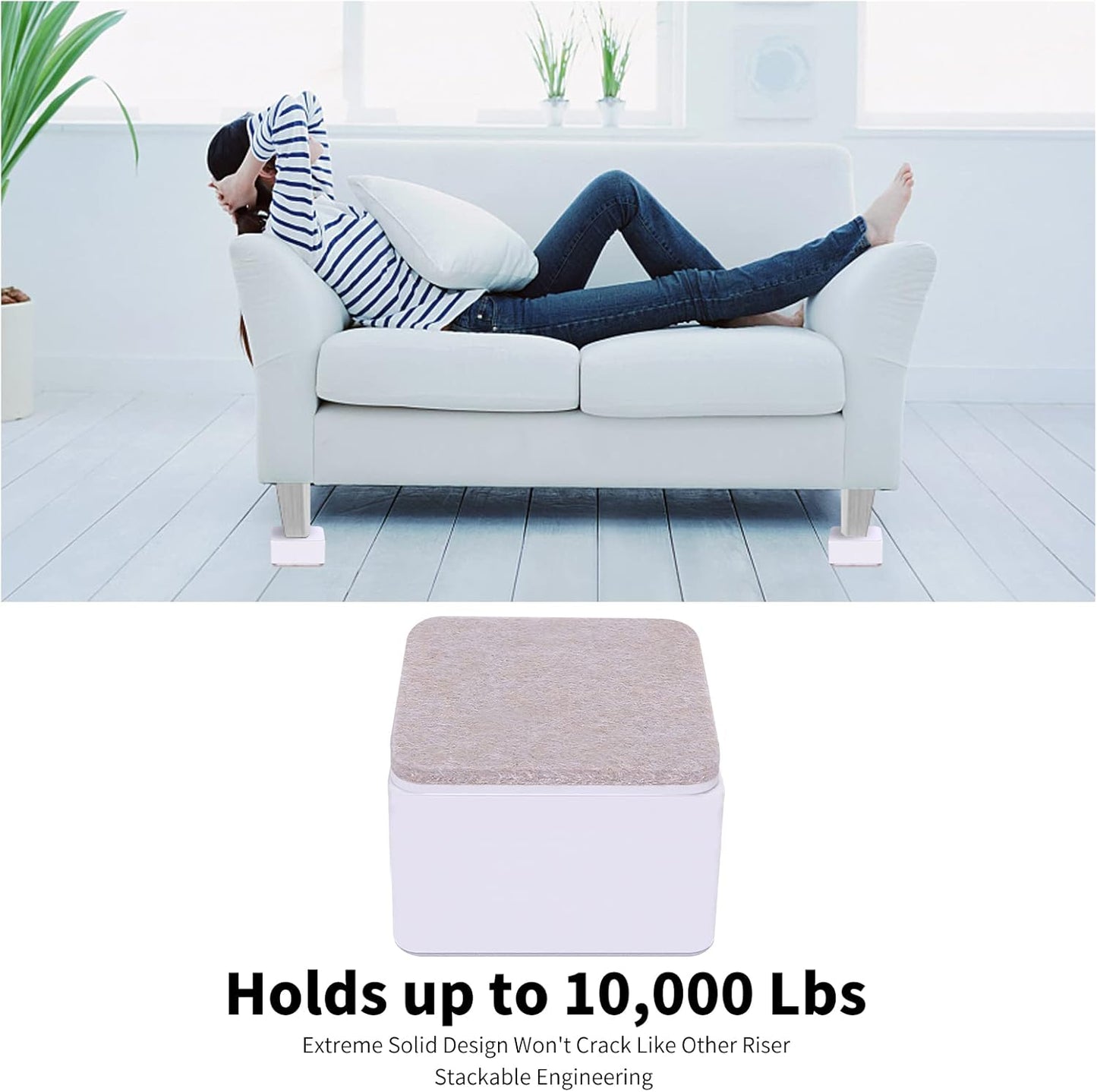 RCHYFFED Furniture Risers 5 cm High in Steel, Self-Adhesive Space-Saving Bed Riser, Furniture Legs 2 Inch Protects Floor, Table Feet, 4 Pieces Feet for Bed Sofa and Cabinets