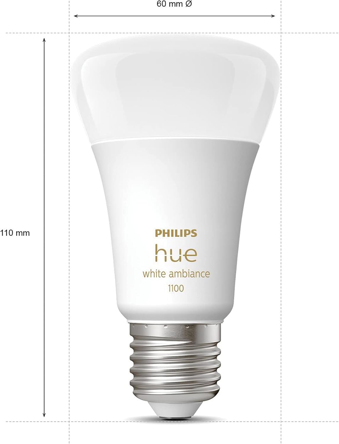 Philips Hue New White Ambiance Smart Light Bulb 2 Pack 75W - 1100 Lumen [E27 Edison Screw] with Bluetooth. Compatible with Alexa, Google Assistant and Apple Homekit.