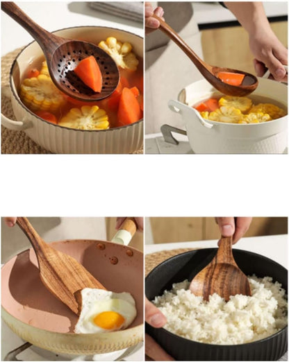 NSTVVEE Kitchen Utensils Wooden Kitchen Spoons Spatulas Gadgets Baking Tools Kitchen Pots Set of 5 Pieces