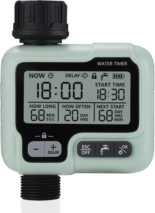 Johgee Garden Sprinkler Timer for Watering Garden Computer Watering IPX5 Automatic Water Timer Easy Control