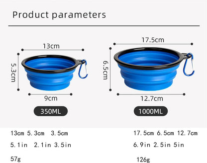 YSIMPAONK Dog Bowl Pet Collapsible Bowls, 2 Pack Collapsible Dog Water Bowls for Cats Dogs, Portable Pet Feeding Watering Dish for Walking Parking Traveling with 2 Carabiners (Blue+Green, Large1000ml)