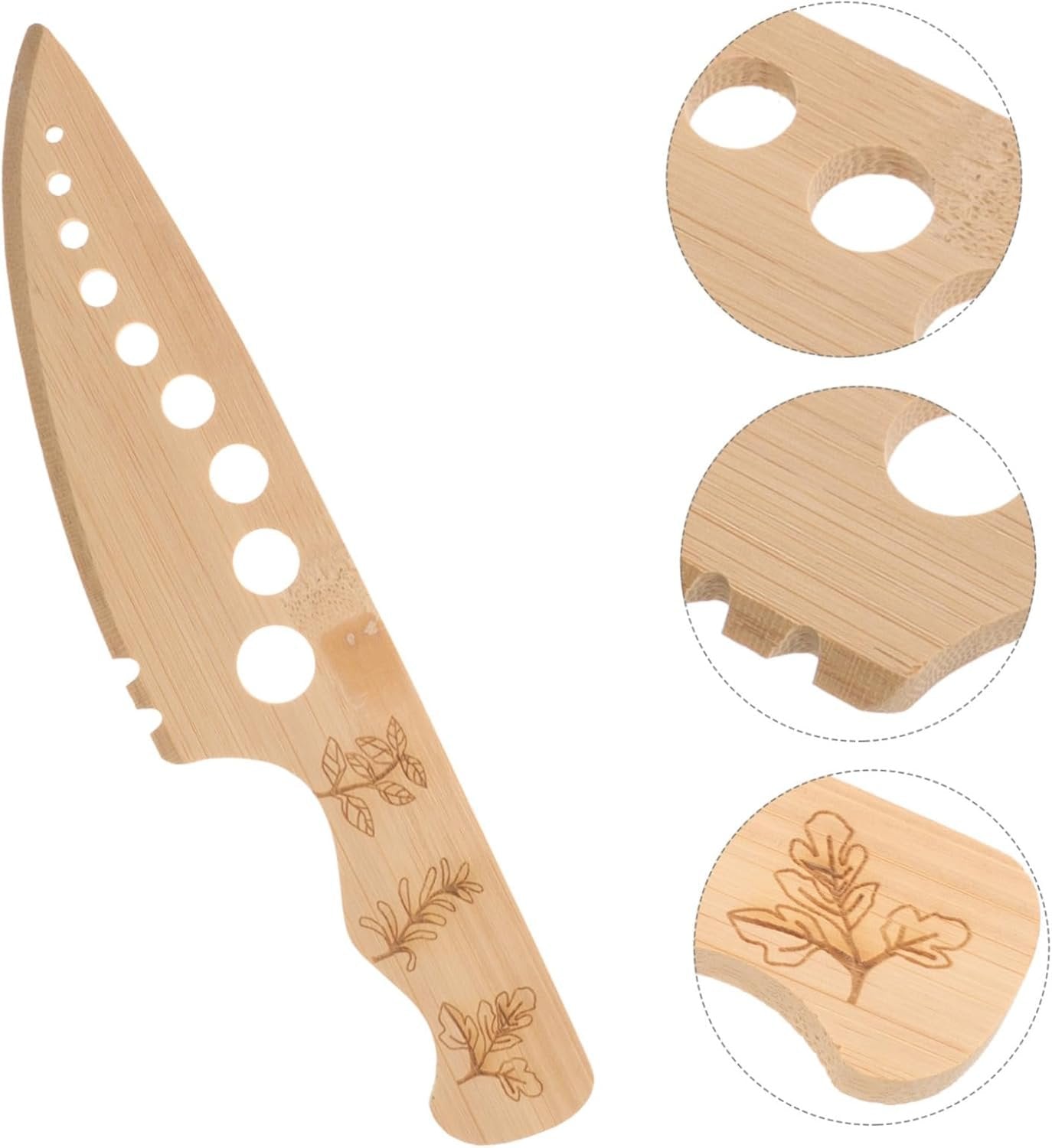 GREENADSCAPE Wooden Herb Peeling Knife Garlic Mincer Remover Cutter for Creases Peeler Herb Tool Defoliator Vegetable Remover Wood Vegetable Remover