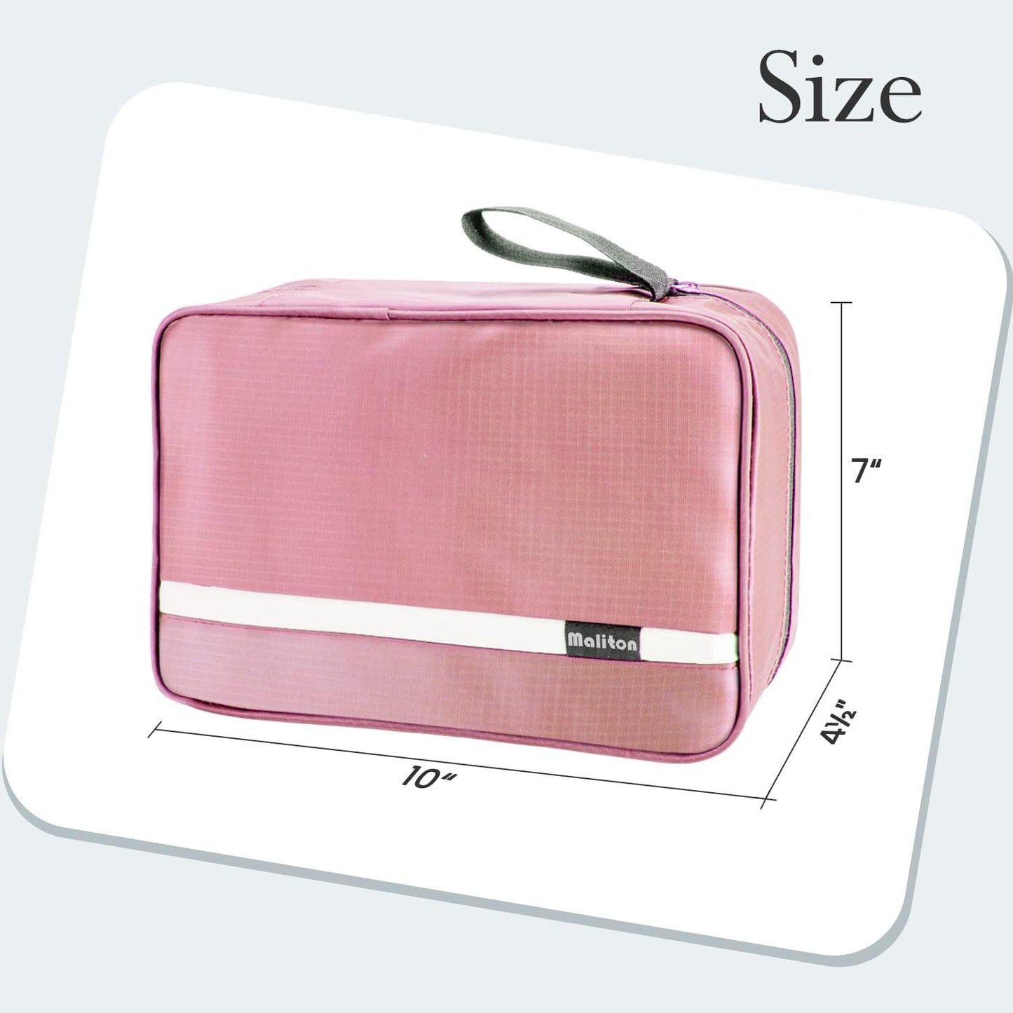 Maliton Hanging Toiletry Bag, Travel Toiletry Bag | Foldable Dopp Kit with Large Capacity for Men | 4 Layers Portable Waterproof Hygiene Bag for Women | Travel Bathroom Organizer(Pink)
