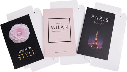 3 pcs City Decorative Books Set for Home Decor,Modern Black and Pink Faux Books,Hardcover Book,Stackfor Coffee Table and Shelf Accessories (Paris/Milan/Newyork)