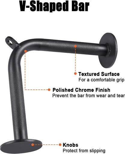 Workout Cable Machine Attachment for Home Gym, SERTT LAT Pulldown Attachments, Cable Accessories for Weight Training, Straight Pull Down Bar, Tricep Rope, Double D Row Handle