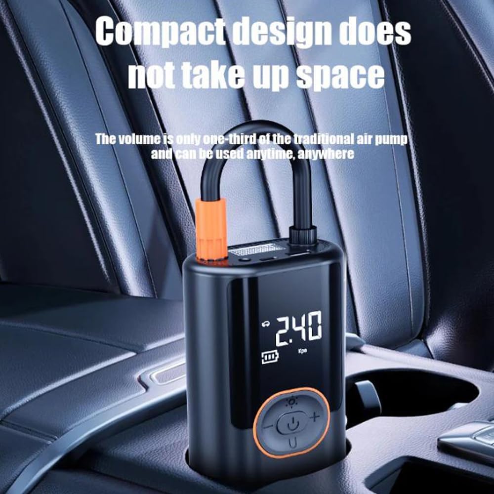 Aircore S1 – Smart Portable Tire Inflator Wireless Wired Power Bank, Equipped with Lighting + SOS Rescue Light Function, Suitable for Cars, Motorcycles, Bicycles (Black)