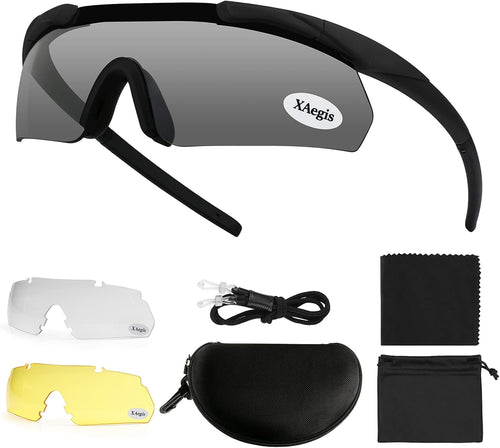 Xaegistac Tactical Shooting Glasses with 3 Interchangeable Lens High Impact Eye Protection