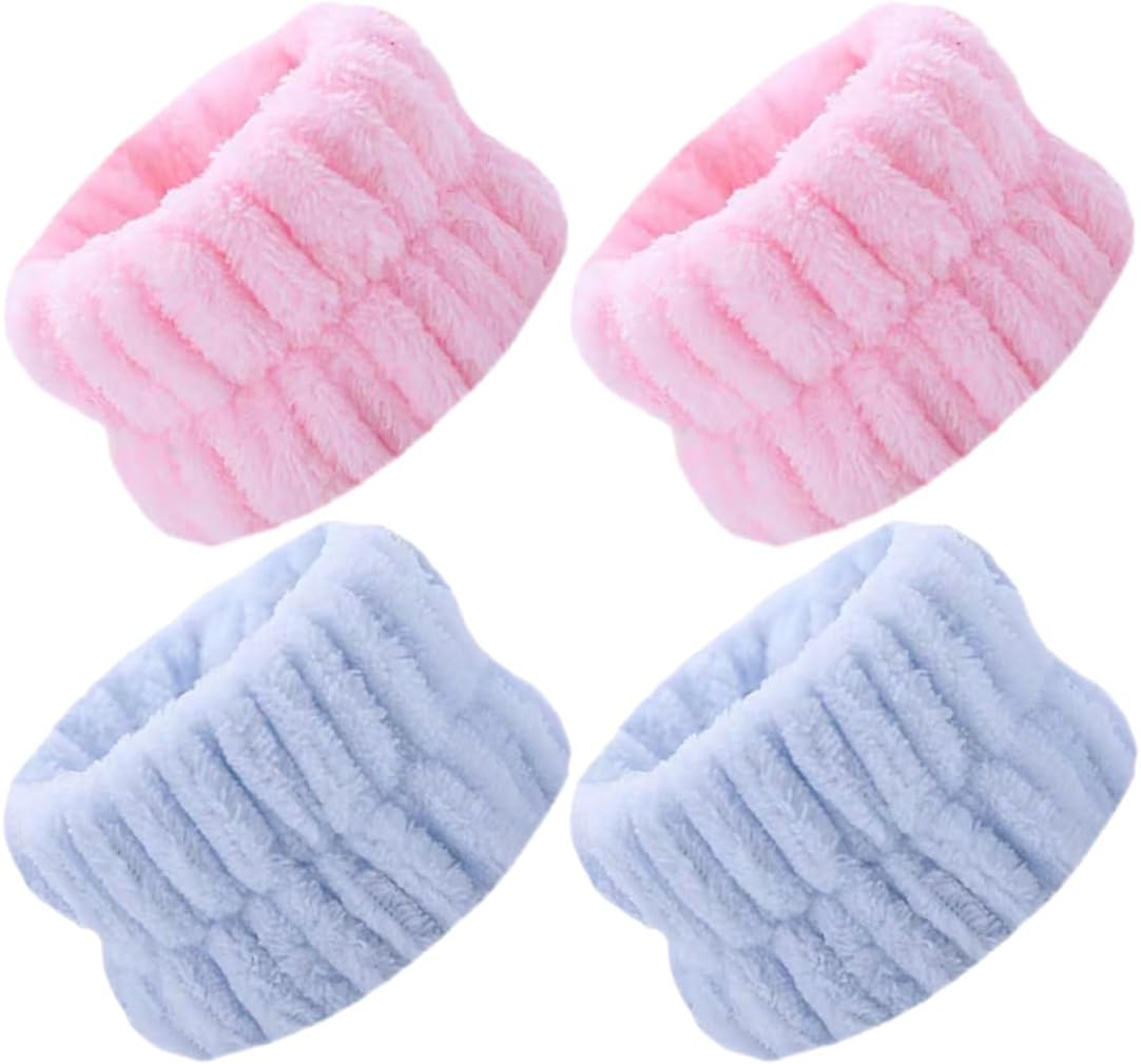 SGERUFZ 2 Paar Skincare Wristbands, Elastics and Absorbent, Face and Hair Bands, Wristbands for Women and Girls, Makeup Accessories and Facial Cleansing