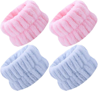 SGERUFZ 2 Paar Skincare Wristbands, Elastics and Absorbent, Face and Hair Bands, Wristbands for Women and Girls, Makeup Accessories and Facial Cleansing