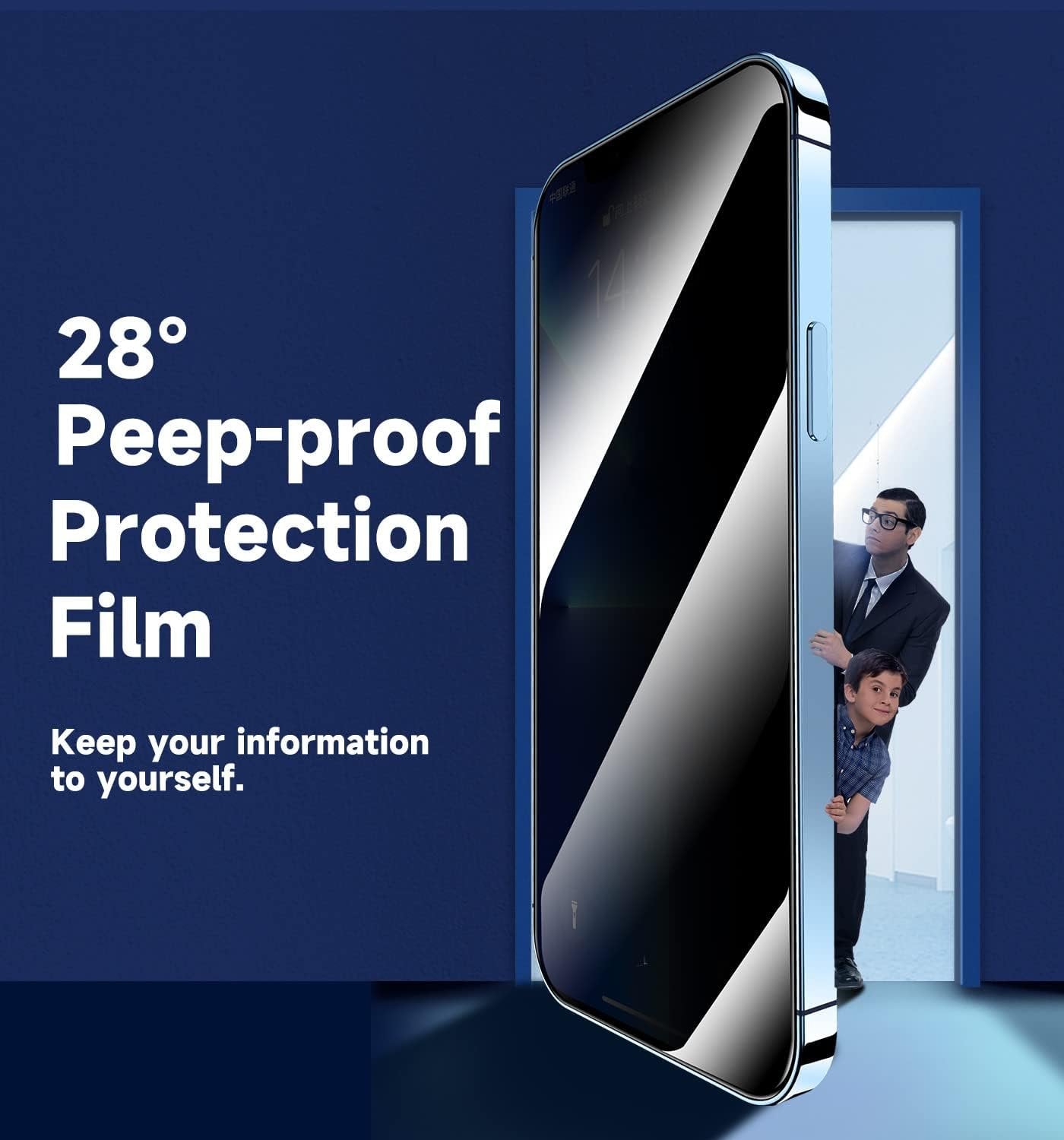 MAGIC JOHN 2 Pack for iPhone 14 Pro Max 6.7 inch Privacy Glass Screen Protector, Auto Dust-Elimination Installation, Bubble Free, Easy Installation