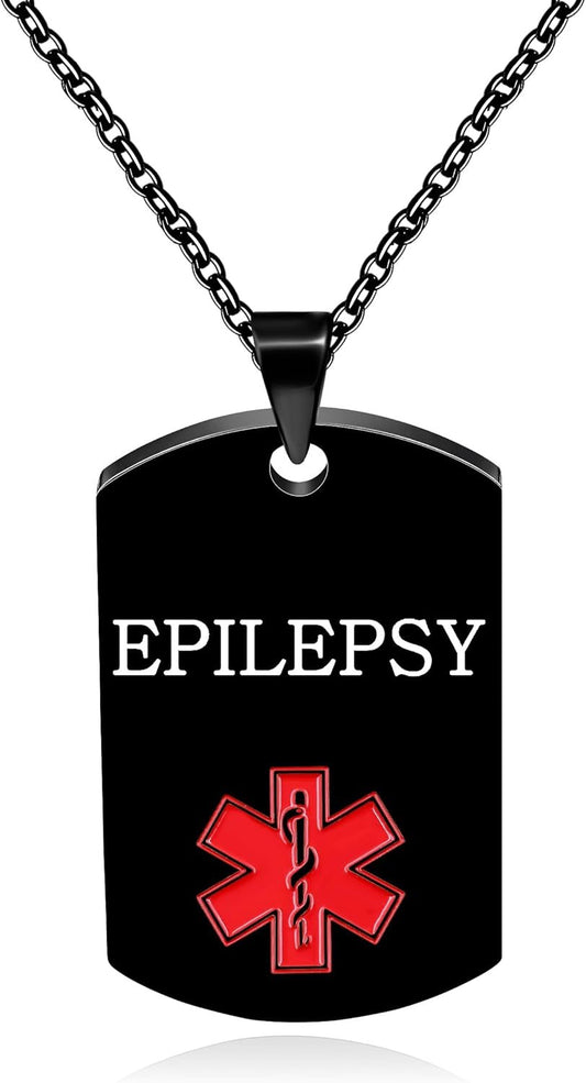 Vivaday Free Engraving Medical Alert Jewelry | Medical ID Tag Necklace | Durable Personalized First Aid Necklaces | Red Health Care Medical Alert Pendant| First Responder Stainless Steel Jewelry