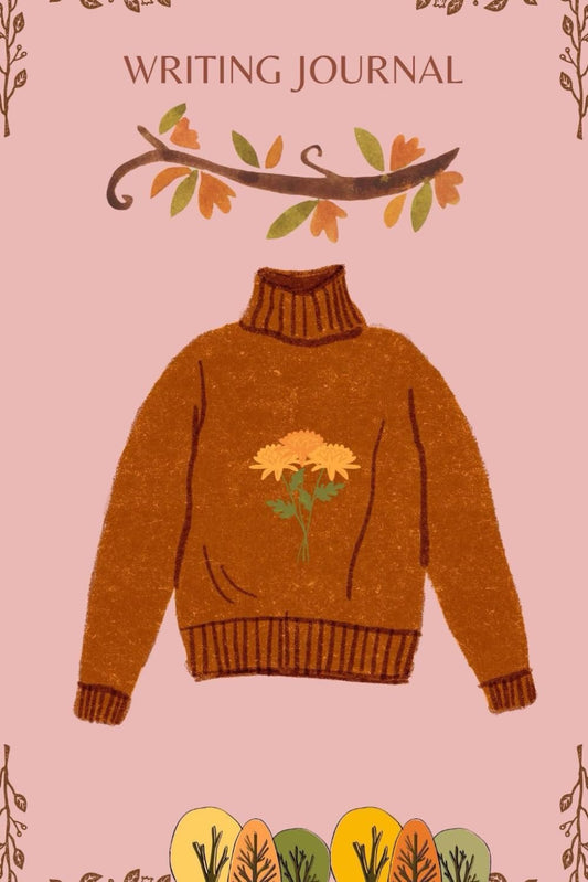 Sweater Weather Autumn Theme Pink Writing Journal, 120 pages, 6” x 9” inches, glossy cover