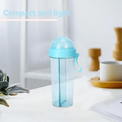 Creative Water Cup, 600ml 2 Drinks in 1 Cup Two Straws Dual Use Couple Water Bottle Travel Dual Use Drinking Bottle Straw Cup for Sport, Camping, Home, Outdoor
