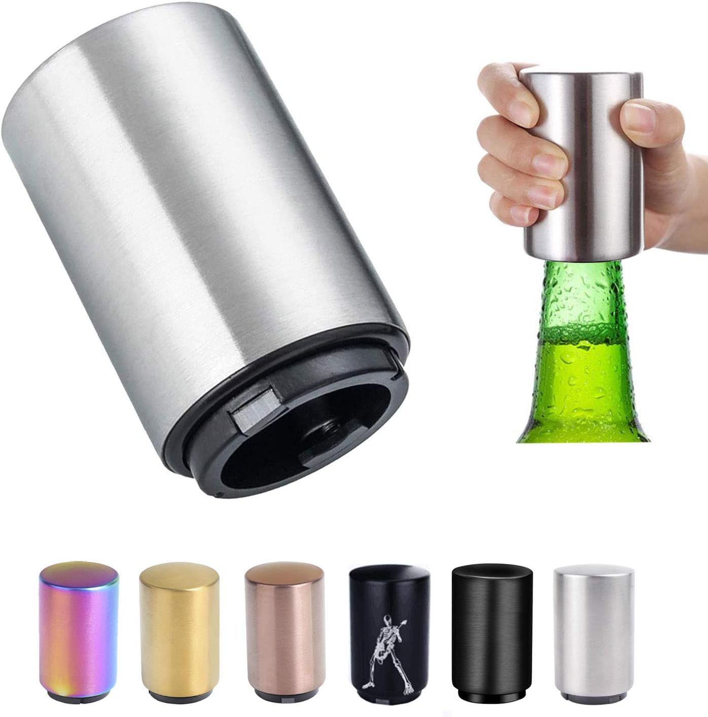 Push Down Bottle Opener,Magnetic Beer Bottle Opener,Press Down Automatic Bottle Opener,Magnet Beer Cola Soda Crown Cap Top Bottle Opener Tool Kitchen Gadgets Accessories Gifts for Men