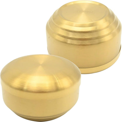 Aynaxcol Stainless Steel Rice Bowl with Lid, Set of 2, for Korean Kitchen Restaurant, Double-walled Metal Bowls, Multi-Purpose Insulated Soup Bowls Snacks Bowls (11.5cm Gold)