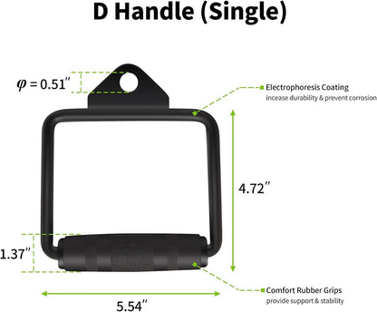DYNASQUARE Cable Attachments for Home Gym, LAT Pulldown Attachment, Weight Machine Accessories, Straight Pull Down Equipment, V-Shaped Press Down Bar, Tricep Rope, Exercise & Double D Handle