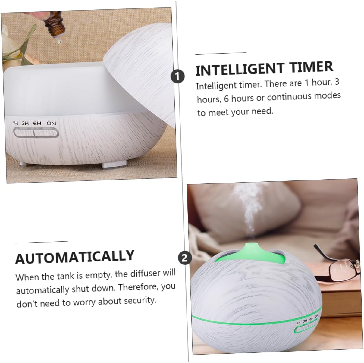 ABOOFAN LED Aromatherapy Humidifier Oil Diffuser with Soothing Colors Ultrasonic Humidifier for Home Office Bedroom Safe Auto Shut Off Intelligent Timer