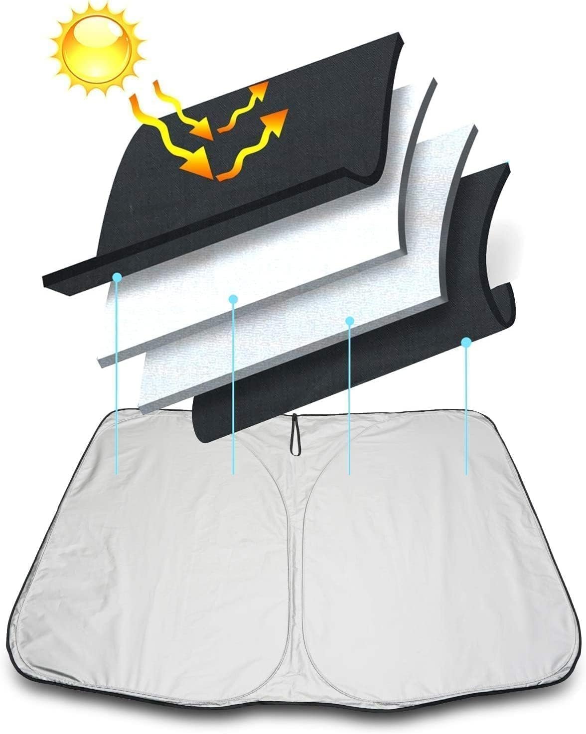 FUDGENGNP Car Sun Shade for Ford Puma/Puma St SUV 2019 2020 2021 2022 2023 2024, Foldable Portabil Windshield Sunshade Cover Against UV Rays Interior Accessories, Silver