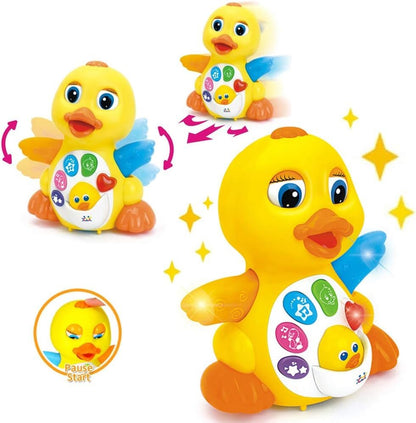 Yiosion Musical Flapping Yellow Duck Interactive Action Educational Learning Walking Light Up Dancing Toy for 1 Year Old Baby Toddler Infant