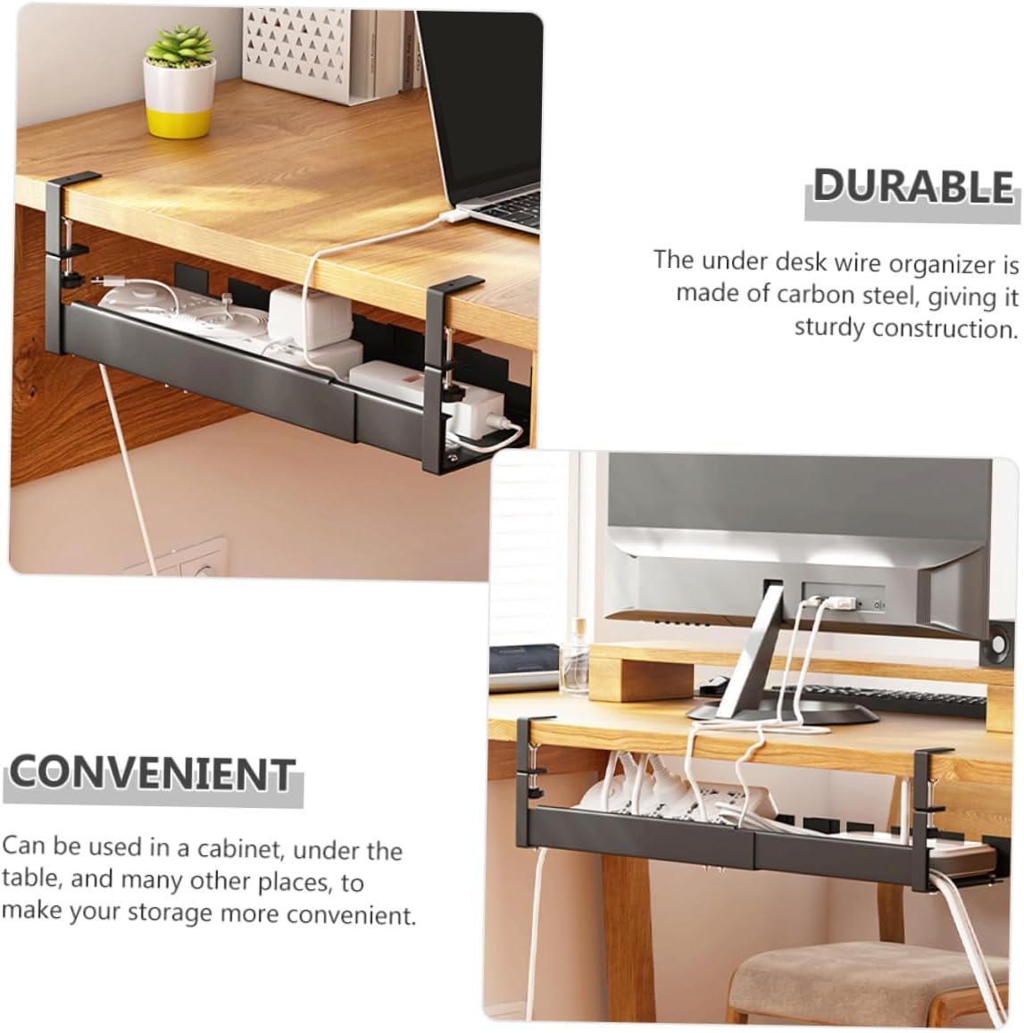 CIYODO Under Desk Cable Management Tray Durable Wire Organizer for Tidy Workspace Wear Resistant Cable Holder for Office and Home Stylish Design for Concealing Cords