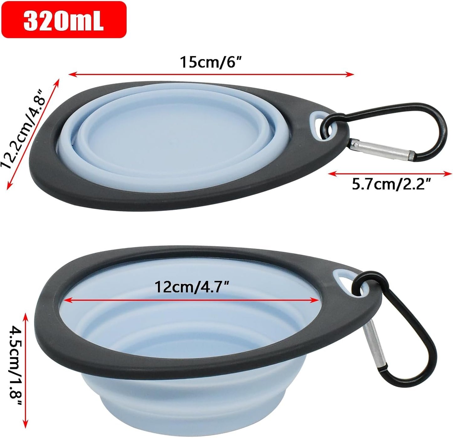 GKYZBB Dog Bowl Pet Collapsible Bowls,3 Pack Collapsible Dog Water Bowls for Cats Dogs,Portable Pet Feeding Watering Dish for Walking Parking Traveling with 3 Carabiners