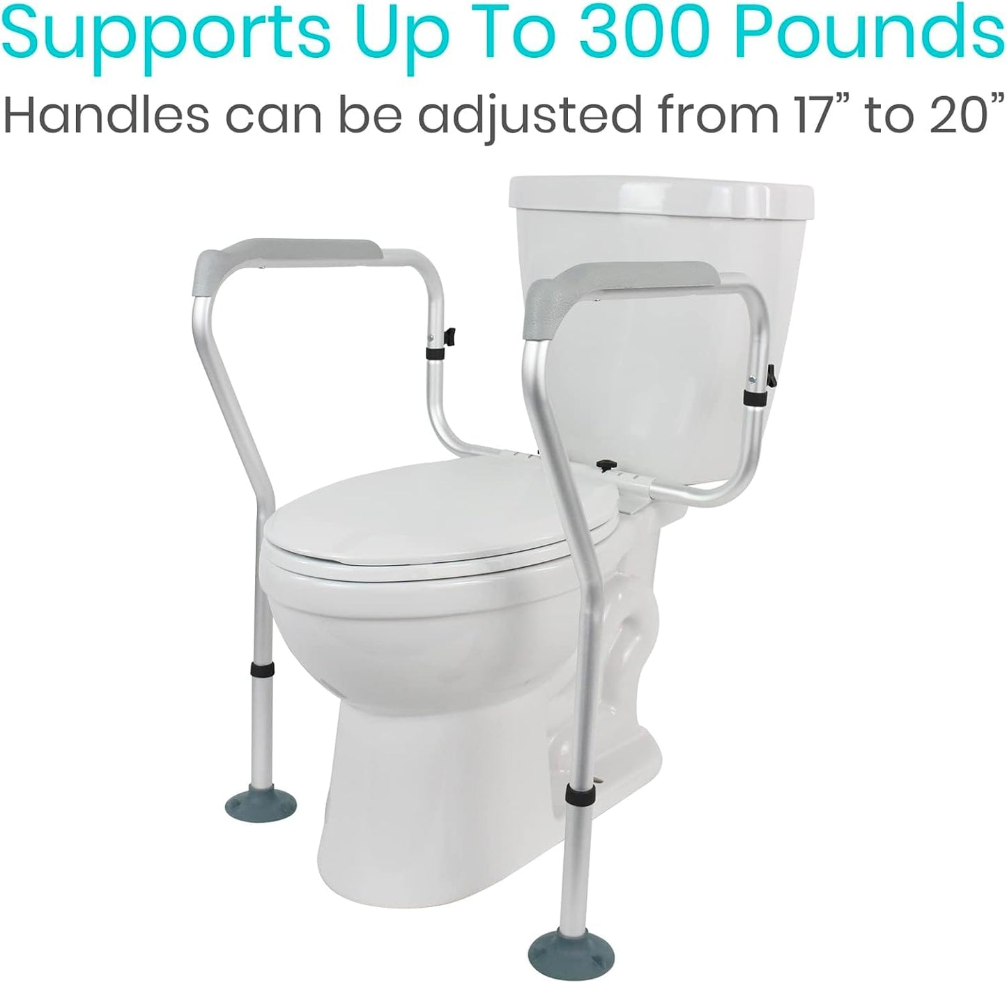 Toilet Rail by Vive - Bathroom Safety Frame for Elderly Handicap and Disabled - Toilet Safety Handrail Grab Bar - Adjustable Height