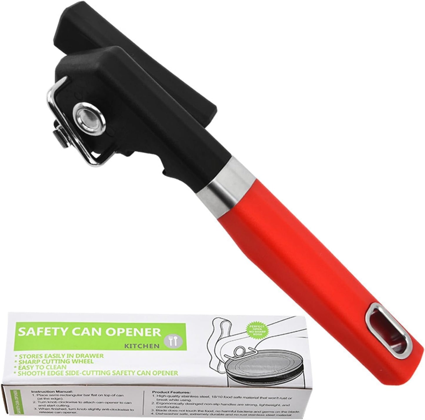 MWZBTG Aprisinatore a mano, apriscatole per portatile - Il manuale per impieghi pesanti può aprire | Acciaio inossidabile gadget facili, manico ergonomico utensili da cucina taglio liscio