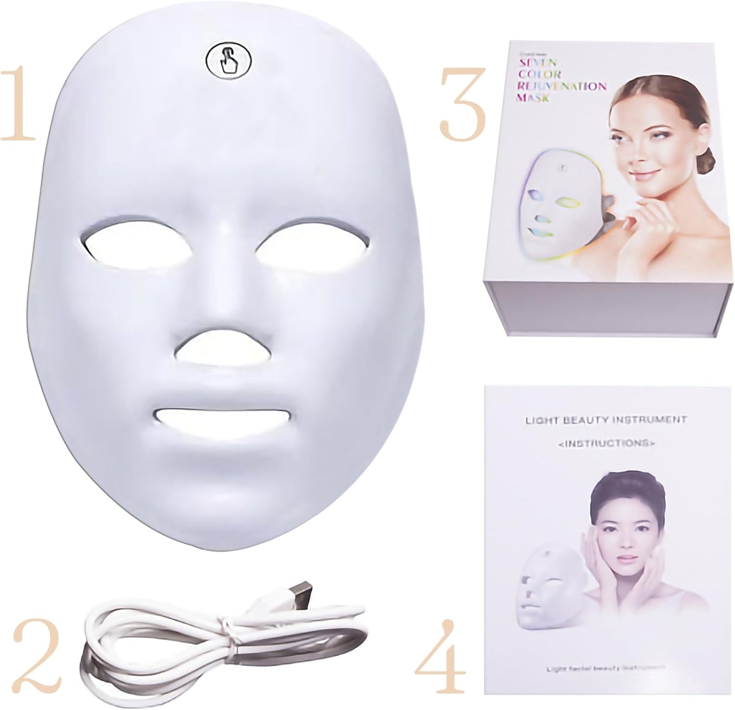 MARSOF LED Light Theraphy Facial Skin Care Mask Collagen Boost 7 Color Lights Skin Rejuvenating Beauty Device