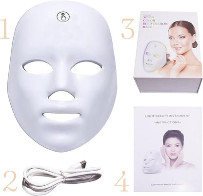 MARSOF LED Light Theraphy Facial Skin Care Mask Collagen Boost 7 Color Lights Skin Rejuvenating Beauty Device