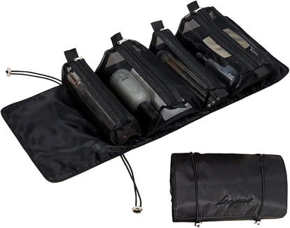 Rolled Toiletry Bag - Folding Hygiene Travel Kit Case Bathroom | Travel Makeup Organizer, Compact Grooming Organizer Bag, b, Black, riferimento alla descrizione, Please refer to