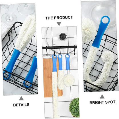 FOMIYES 3 Pcs Glassware Cleaning Tools for Wine Glasses Decanters Blue Bendable Brushes for Hard to Reach Stains Durable Kitchen Home Cleaning Essentials
