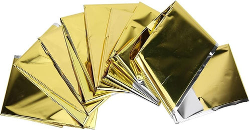 5PCS Emergency Mylar Thermal Blankets, Camping Emergency Blankets Heat Reserve Reflective Blanket for Outdoors, Survival Reflective Thermal First Aid Foil Blanket(Gold)