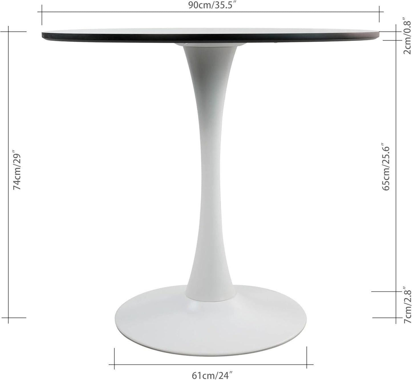 Inspirer Studio Dining Table Set for 4 - Tuilp Table with 4 Upholstered Dining Chairs (Matt Cream)