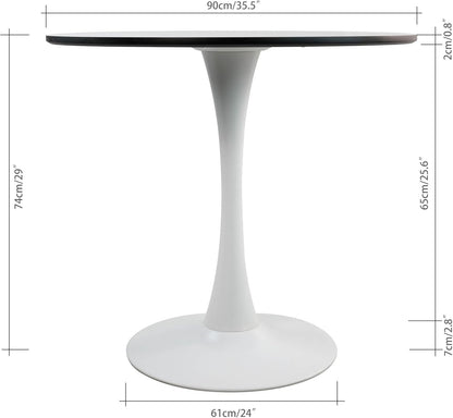 Inspirer Studio Dining Table Set for 4 - Tuilp Table with 4 Upholstered Dining Chairs (Matt Cream)