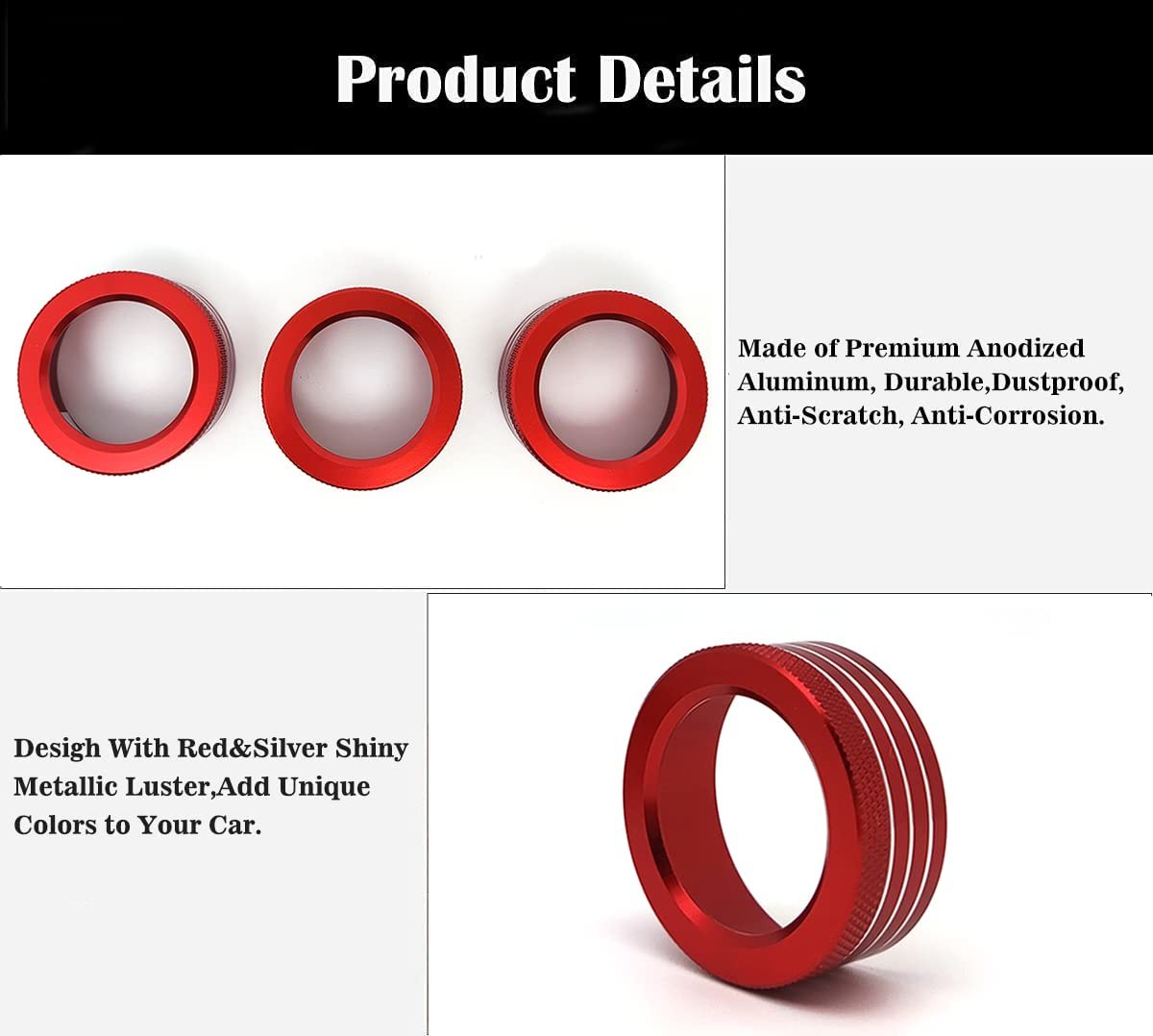 3PCS Air Conditioning Button Cover Decoration Twist Switch Ring Trim Fit for Subaru BRZ Toyota 86 FR-S GT86 FT86 2013-2022 Interior Accessories