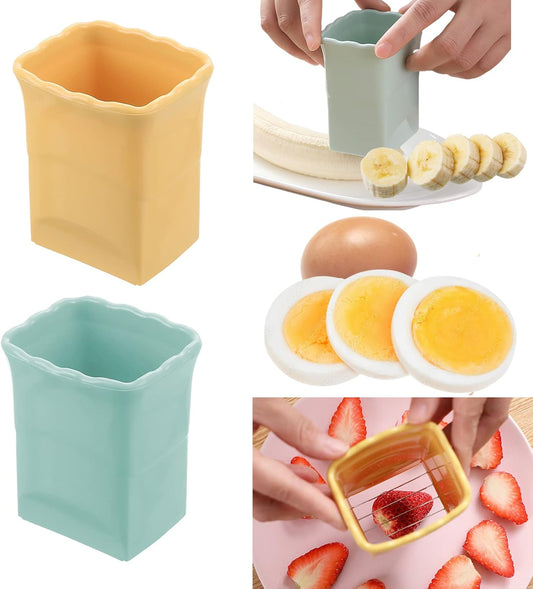 COKSDUPID 2 Pack Cup Slicers | Egg Slicers | Banana slicers | Strawberry Cutter | Quickly Making Fruit Vegetable Salad | Creative Kitchen Gadget