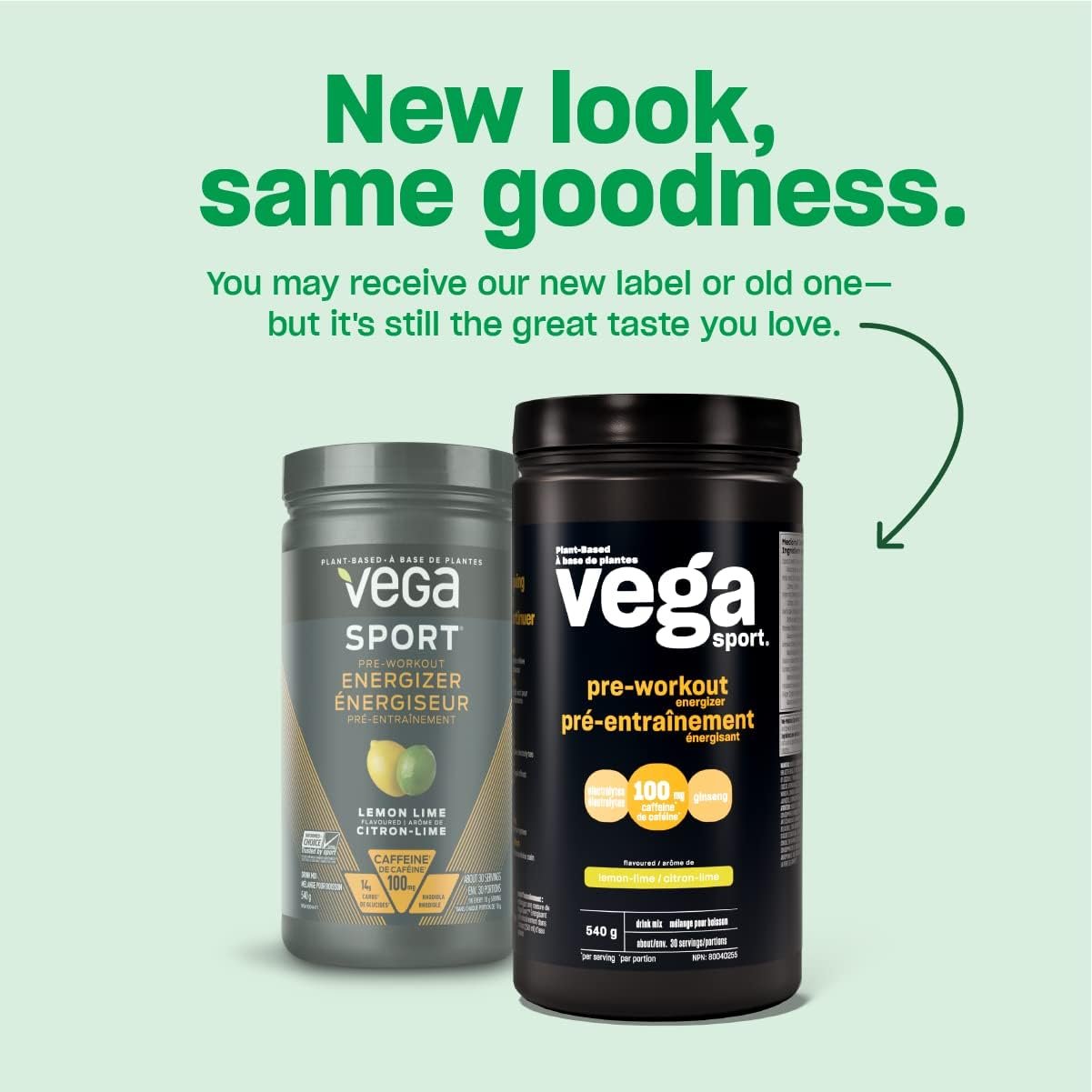 Vega Sport Pre-Workout Energizer, Lemon Lime (30 Servings) & Sport Hydration Electrolyte Powder Lemon Lime (40 Servings)
