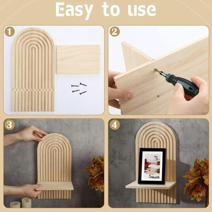 2 Pcs Boho Wooden Rainbow Wall Shelves Wall Mount Wooden Shelves Modern Shelf for Living Room Bathroom Bedroom Classroom Office Nursery Wall Decor