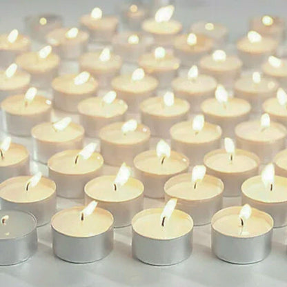 AIMALL Bulk Tealight Candles, 10-1000x Set, Long-Lasting Paraffin Wax with Cotton Wick for Weddings, Parties, Ambience Lighting