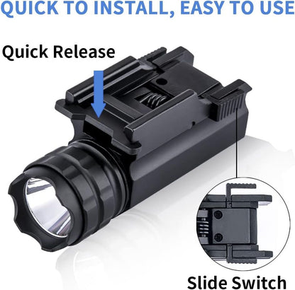 MCCC LED Tactical Flashlight 500 High Lumens,Rail Mount Pistol Light,Quick Release,fits Handgun, Airsoft Gun with Picatinny or Accessory Rail