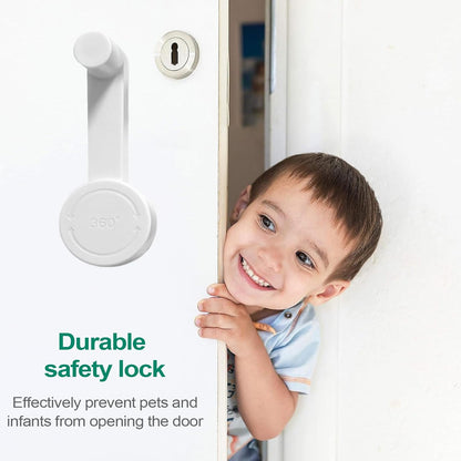 Door Lever Lock, Baby Proofing Tool, Pet Safety Guard, Easy Install Adhesive Mount, Lever Compatible Design For Bathroom, Bedroom, Vacation Properties, Neutral Color