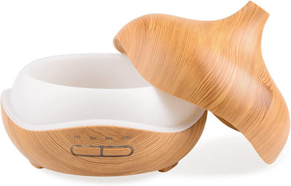 300ml Aromatherapy Essential Oil Diffuser Wood Grain Button Control ltrasonic Air Humidifier Cool Color LED Lamp