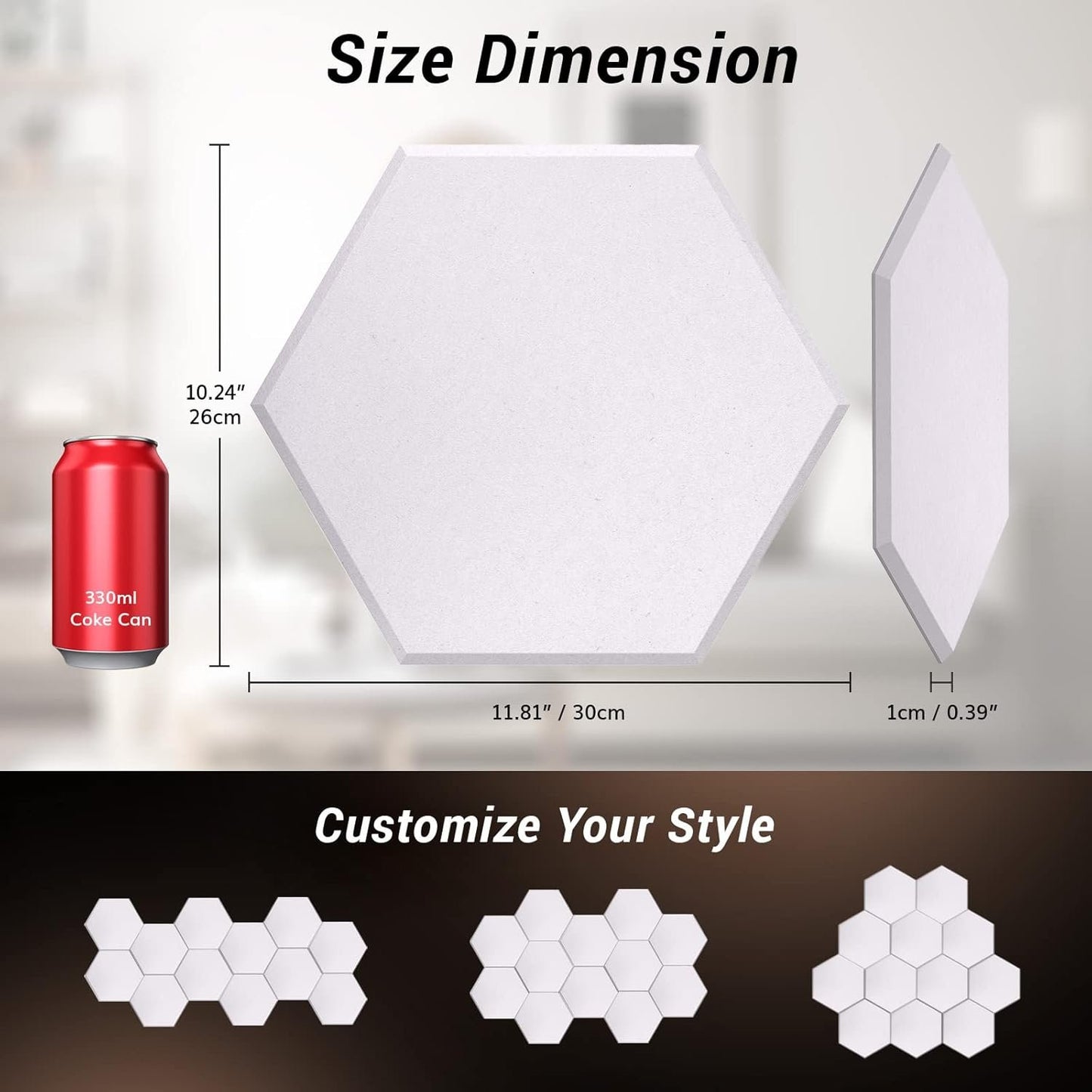 36 Pack Sound Proof Panels with Self-adhesive, TONOR High Density Hexagon Acoustic Wall Panels, Soundproofing Panels for Recording, Podcasting, Home Office, Streaming, 12"x 10"x 0.4",White