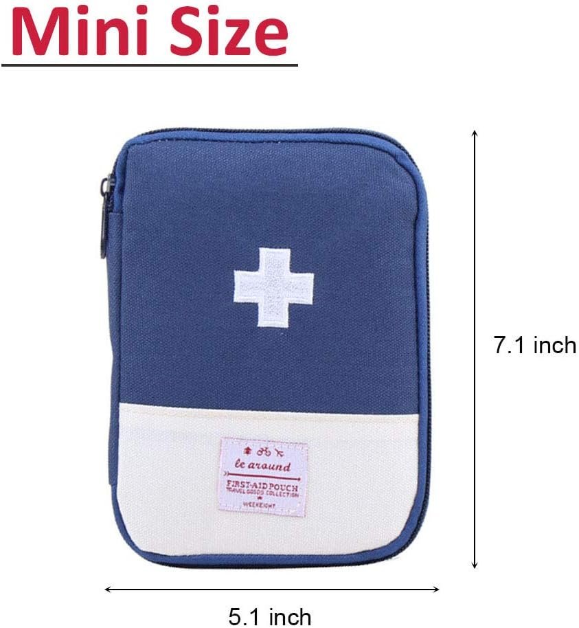iMapo Portable Mini First Aid Kit, Empty Travel Medicine Bag, Small Medical Organizer Storage Pouch, Pill Drug Package Container for Outdoor Activities Sports Camping Hiking Emergency - Blue