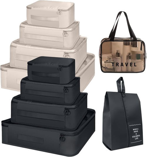 HOXFAZIR Packing Cubes for Suitcase Travel Luggage Packing Organizers Travel Carry On 10 Set