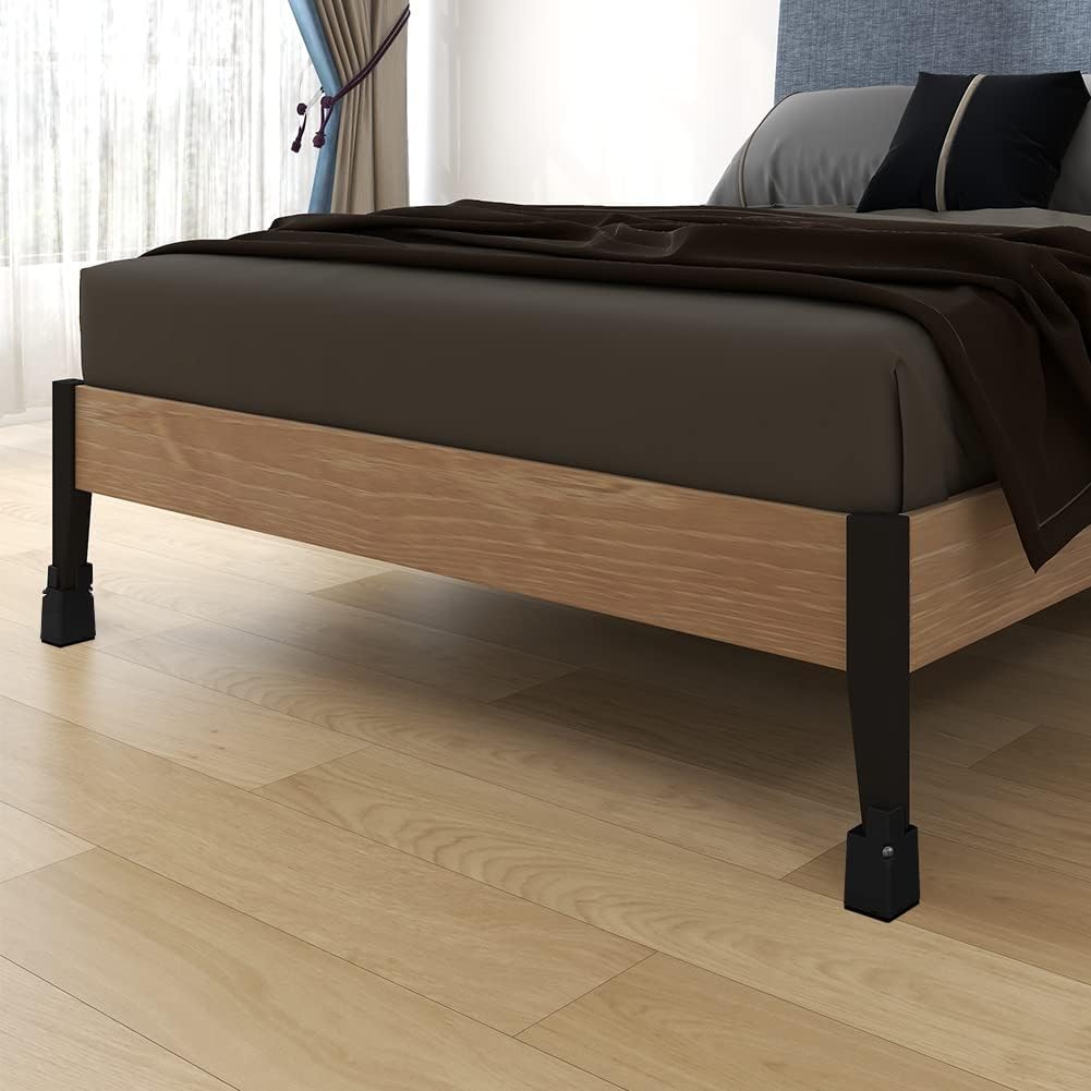 Adjustable Furniture Feet 10 cm with Screw Clamp, 4 Inch Heavy Duty Bed Risers, 4 Pieces Furniture Risers, RCHYFEED Bed Risers Sofa Chair for Diameter 0.8 to 1.6 Inches