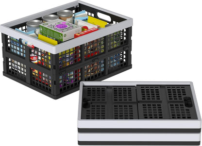 Oymlclivisa 34 L Collapsible Storage Crates, Folding Storage Crate, Plastic Storage Baskets for Grocery, Clothes, Toys, Books, 3 Packs