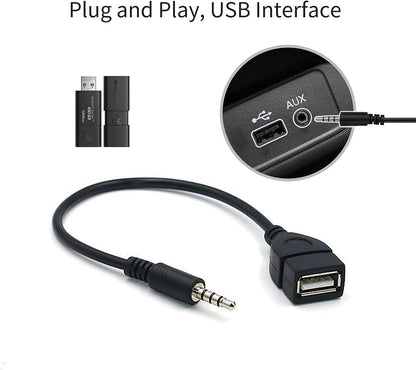 Coomoors USB to 3.5mm Jack Adapter Car Radio Auxiliary Audio Converter Male to AUX Cable to USB 2.0 Converter (Mp3 Audio Decoding Function Must Have Mp3)
