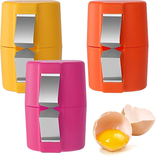 3 Pack Egg Shell Opener - Hard Boiled Egg Cracker and Peeler for Raw and Boiled Eggs - Handheld Stainless Steel Tool - Must-Have Kitchen Gadget