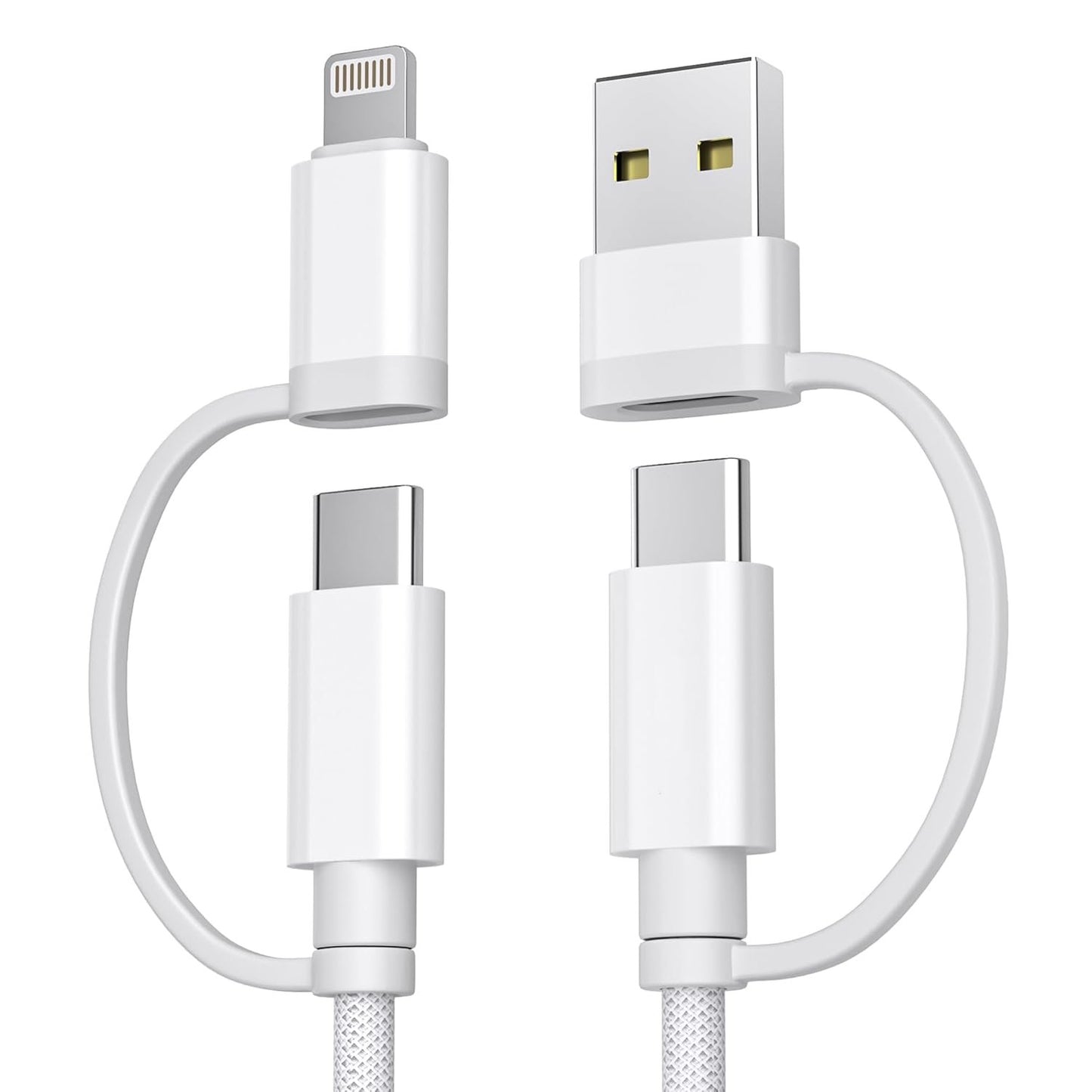 Basesailor iPad Mini 7 Charger,4 in 1 USB C Cable 6.6ft,60W Multi Charger Cord Universal Charging with USB A/Lightning Adapter for AirPods Pro 2 2023,AirPods Max 2024,iPhone 16 15 14,Apple iWatch 10 9